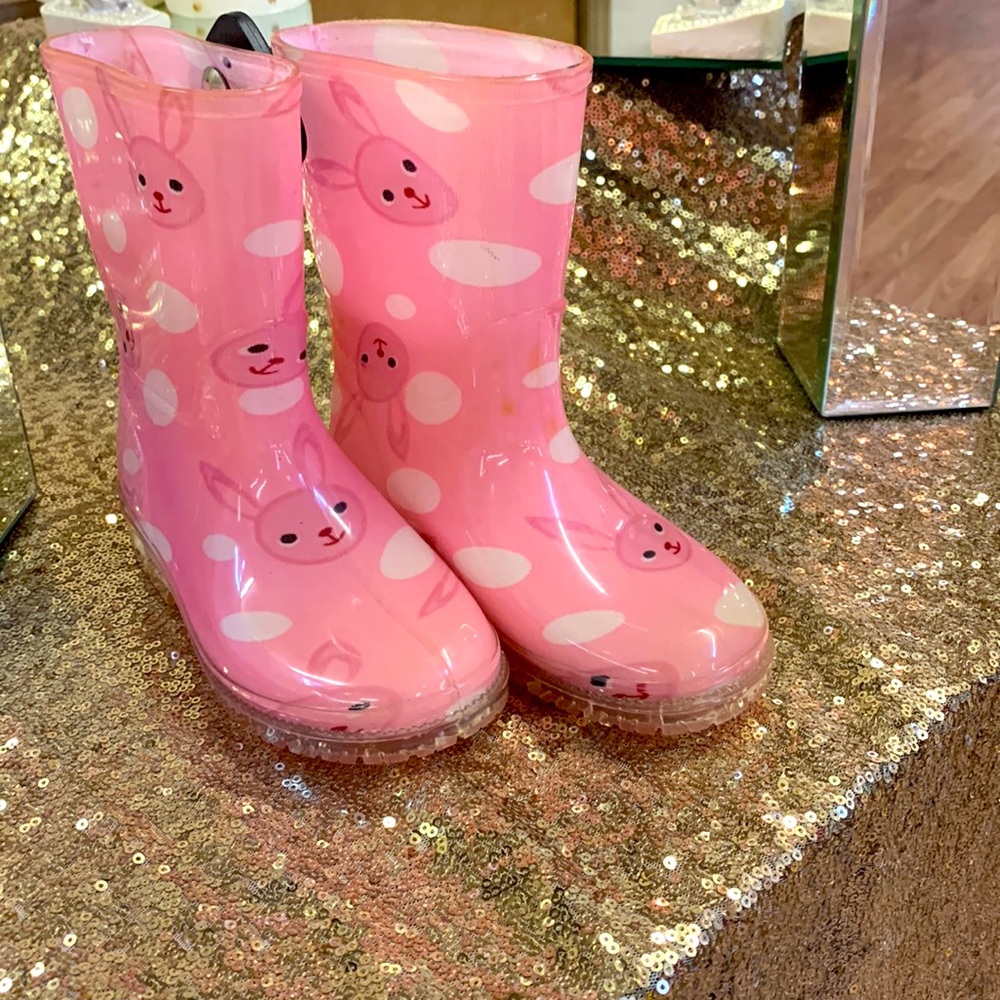 KALI pink bunny girls Rain Boots size 9